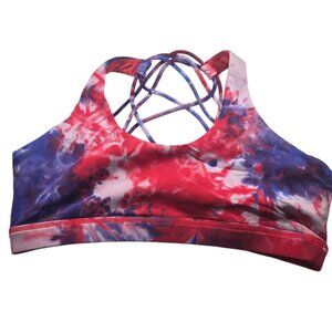 Womens CVG tie dyed red white blue butterfly back Sports Bra Large CVG exercise